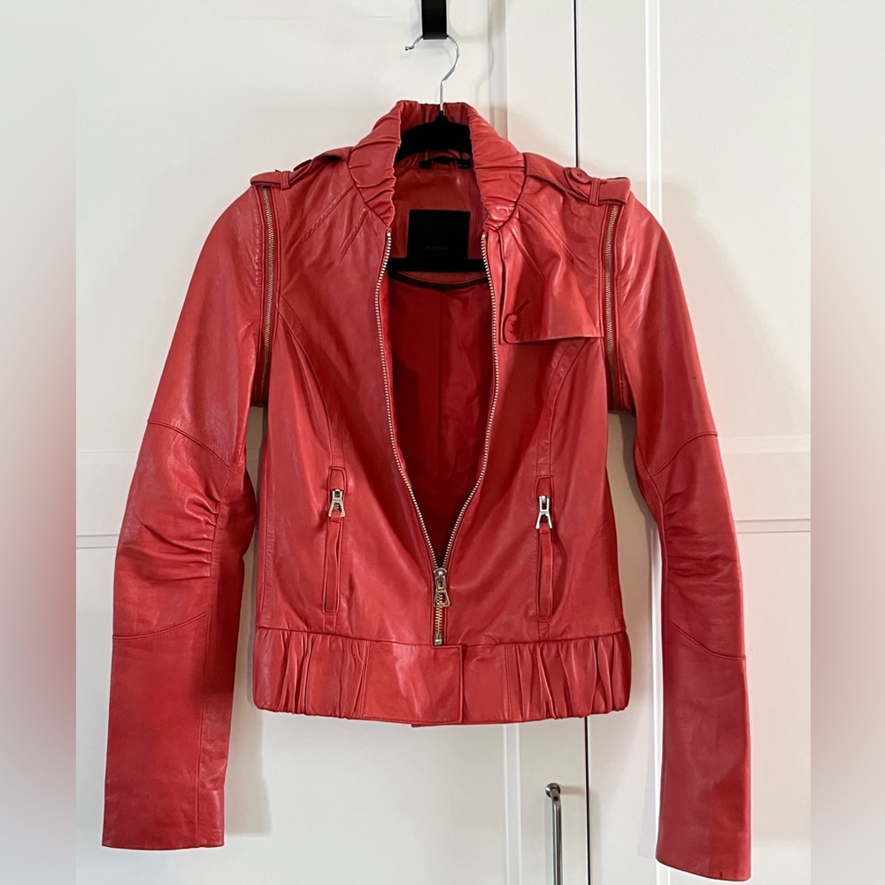 Vintage Women's Rudsak Red Leather Jacket size XS